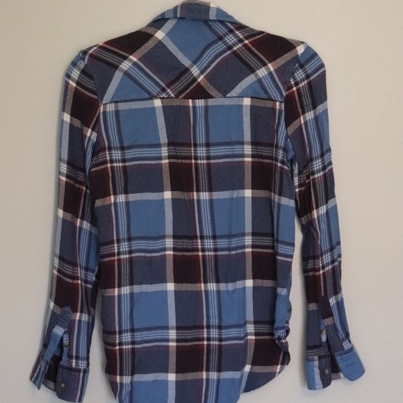 Blue and Maroon Fitted Flannel Button Down | 023 - Picture 3 of 3